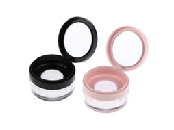 2pcs Recipiente de Pó Solto Plástico 20ml com Esponja, Espelho e Malha Elástica para Maquiagem Diy