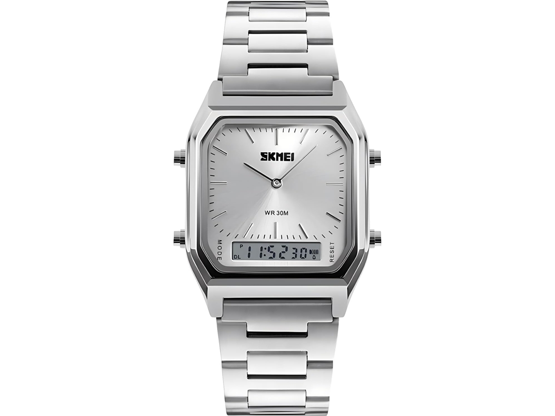 Lurelia Relógio Digital Feminino, Led, Cronógrafo, Cronómetro, Alarme, Data/calendário, 12/24h, Luminoso, 33 Mm, 11 Mm, 22 Mm, Aço Inoxidável, Prata