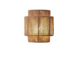 Aplique De Parede Rattan Marrom Estilo Boho Com Cúpula De Corda Trançada