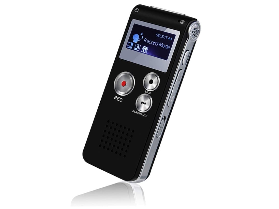 Gravador de Voz Digital Gravador Ativado Por Voz Gravador de Áudio de 16 Gb Portátil Mini Fita Ditafone com Reprodução Cinza Prateado