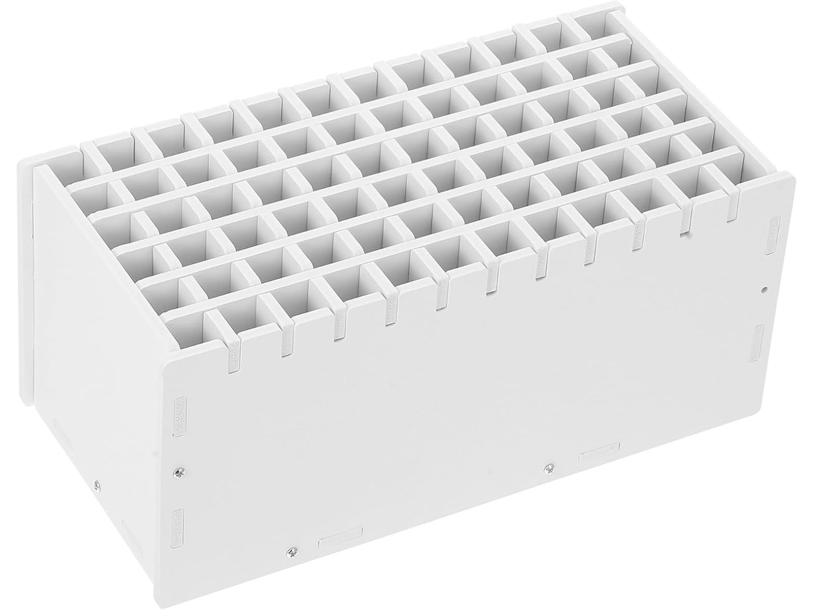 Organizador de Mesa Stobaza Branco com 72 Compartimentos em Madeira e Plástico, Ideal para Canetas Lápis Cor,