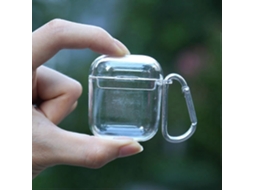 Capa protetora rígida e transparente em policarbonato para AirPods 1/2 com gancho. GIECY