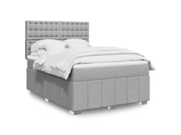 Vidaxl Cama Com Molas/colchão 140x200 Cm Tecido Cinzento-claro