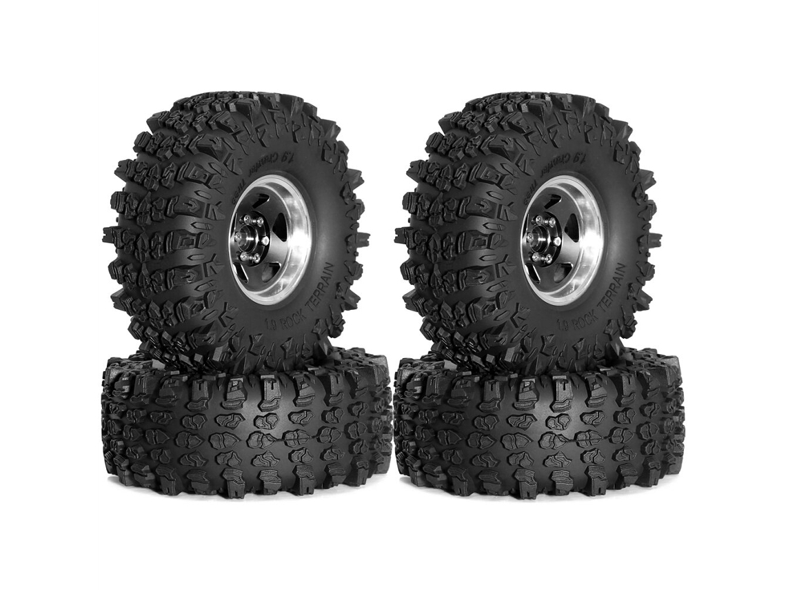 Rodas de Liga de Alumínio Pretas Atualizadas 1.9 Polegadas 4 Peças Axial Scx10 Iii Yikong Yk4107 Rgt Rock Crawler Climbing Truck Rc R226 MDUG