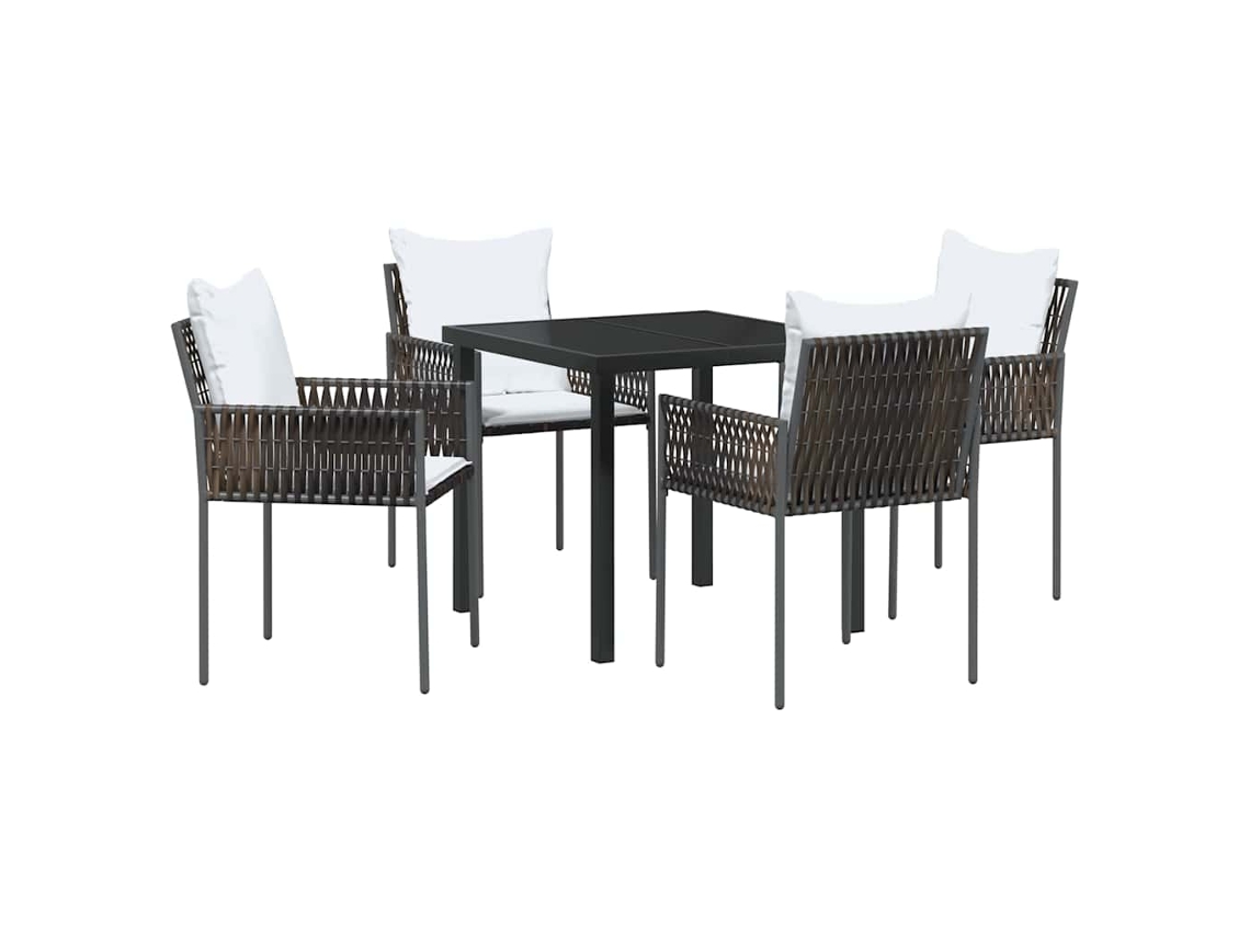 Conjunto 5 Conjunto De Jantar Para Jardim Vidaxl Castanho Vime Pe (80 X 80 X 73 Cm)