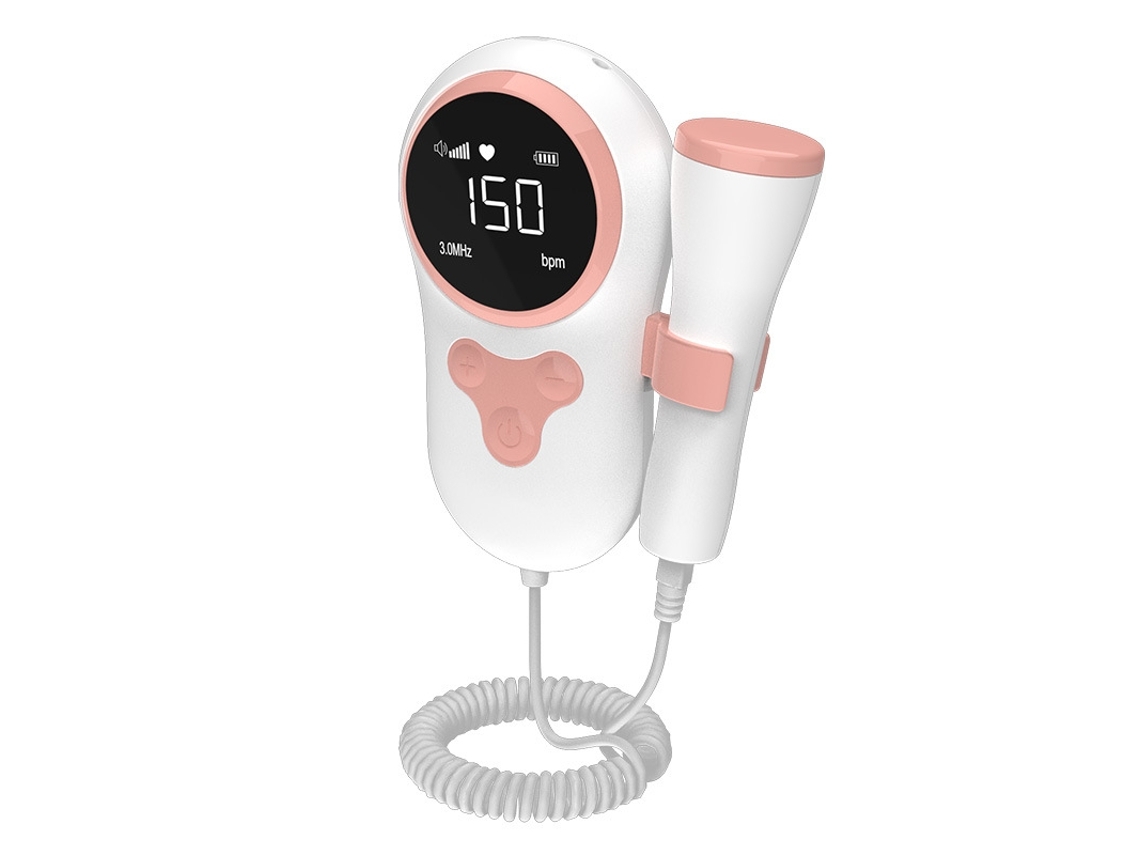 Monitor de Frequência Cardíaca Fetal Grande Tela Lcd Rosa, Ultrassom Doppler, Ideal para Uso Doméstico STELASPLEN