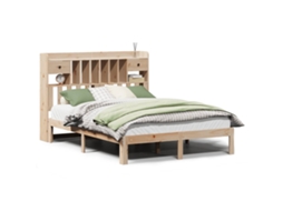 Cama com Estante Sem Colchão 140x190 Cm Pinho Maciço MAISON EXCLUSIVE