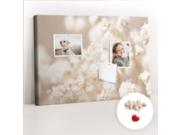 Painel De Cortiça Para Parede Pequenas Flores Brancas Para O Escritório Espelharte (60x40 Cm)