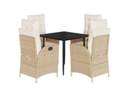 Conjunto de 5 Jantar para Jardim com Almofadões Vime Pe Bege MAISON EXCLUSIVE