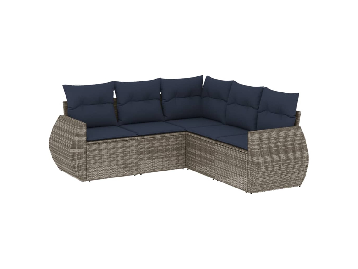 Conjunto de Sofá de Jardim, 5 Peças, Almofadas, Rattan Cinza MAISON EXCLUSIVE