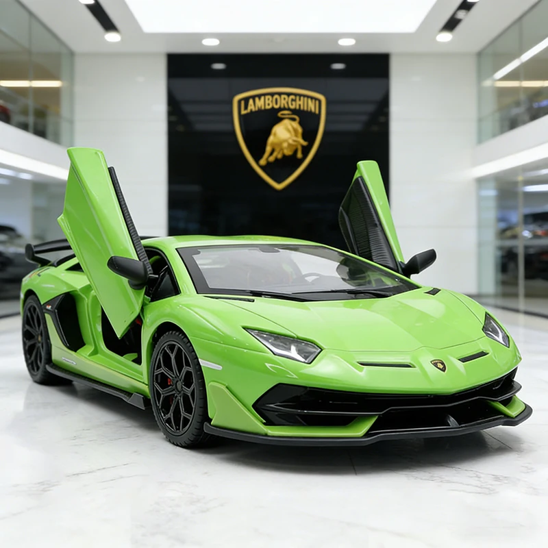 (verde) Miniatura De Carro Supercarro Em Liga Metálica, Escala 1:32, Com Som E Luz.