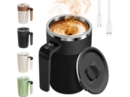 Caneca De Café Com Misturador Automático, Visor De Temperatura, Recarregável, 400 Ml (13,5 Oz), Com Tampa, Em Aço Inoxidável.