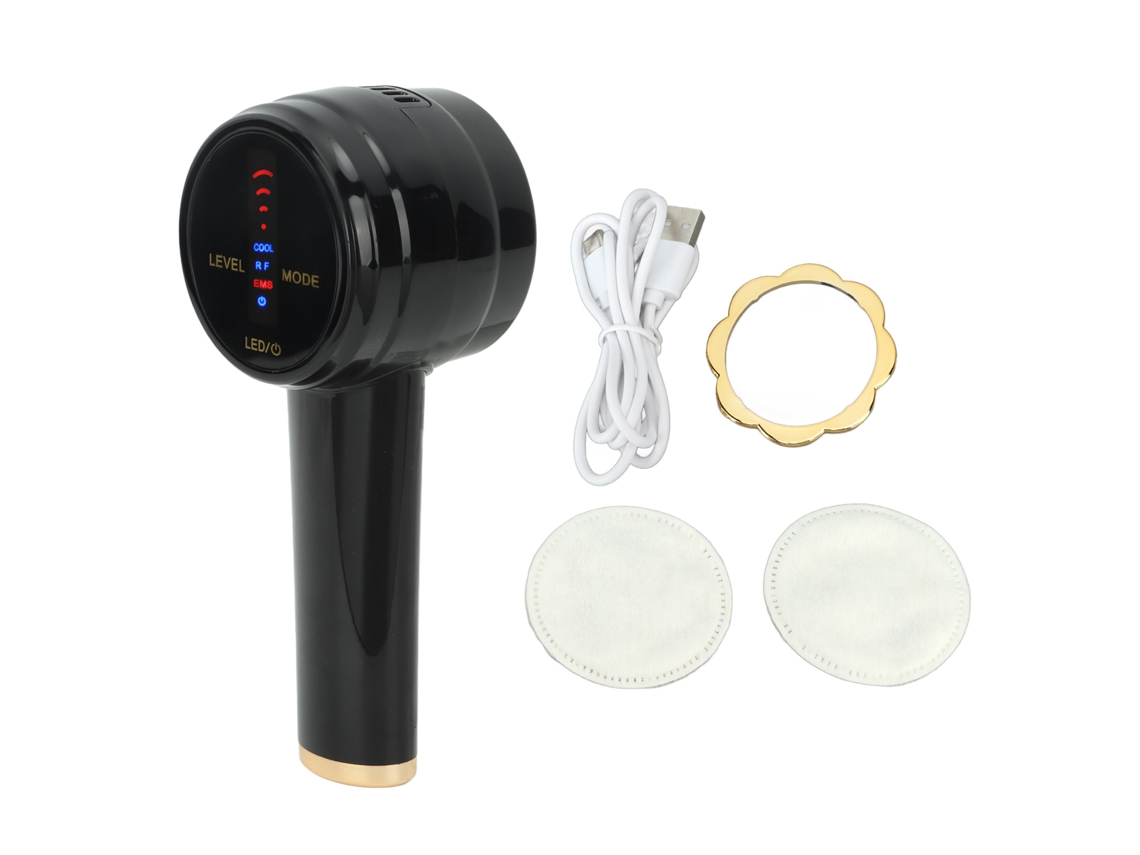 Dispositivo De Martillo Frío Facial Com Luz Led De Cor Preta E Radiofrequência Para Beleza