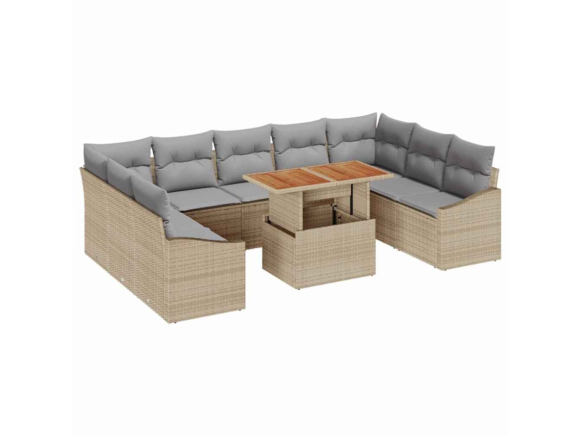 Maison Exclusive - Conjunto De Jantar Para Jardim Com Almofada 10 Pcs Bege E Cinza
