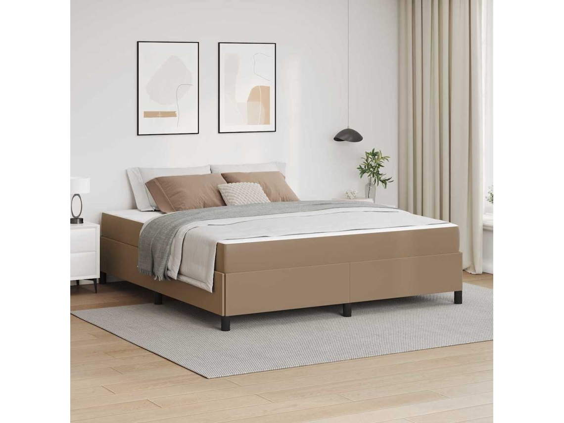 Vidaxl Estrutura Da Cama Com Colchão Cappuccino 180 X 200 Cm Tecido