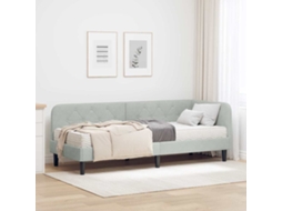 Vidaxl Estrutura de Cama de Canto Cinzento claro 80 X 200 Cm Veludo