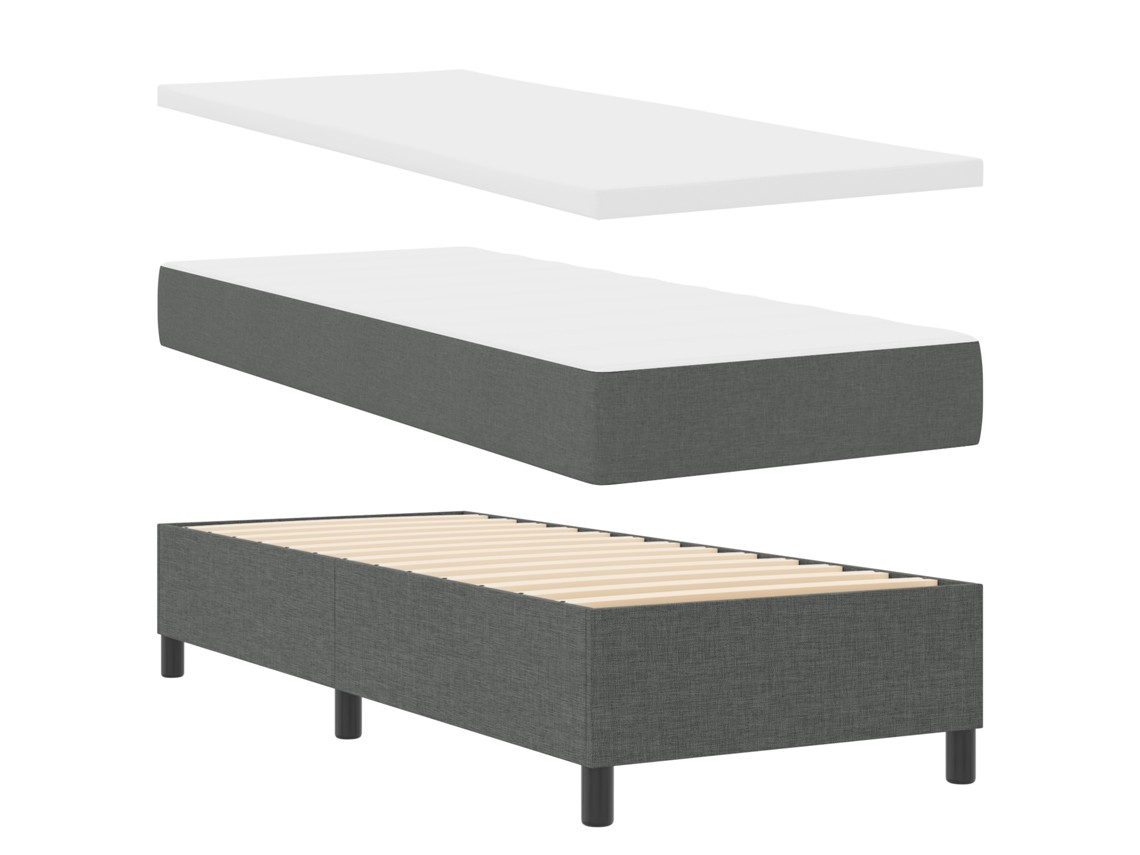 Cama Bospring Com Colchão E Banco Cinza Escuro Tecido Vidaxl Cinzento Fabric (80x200 Cm)