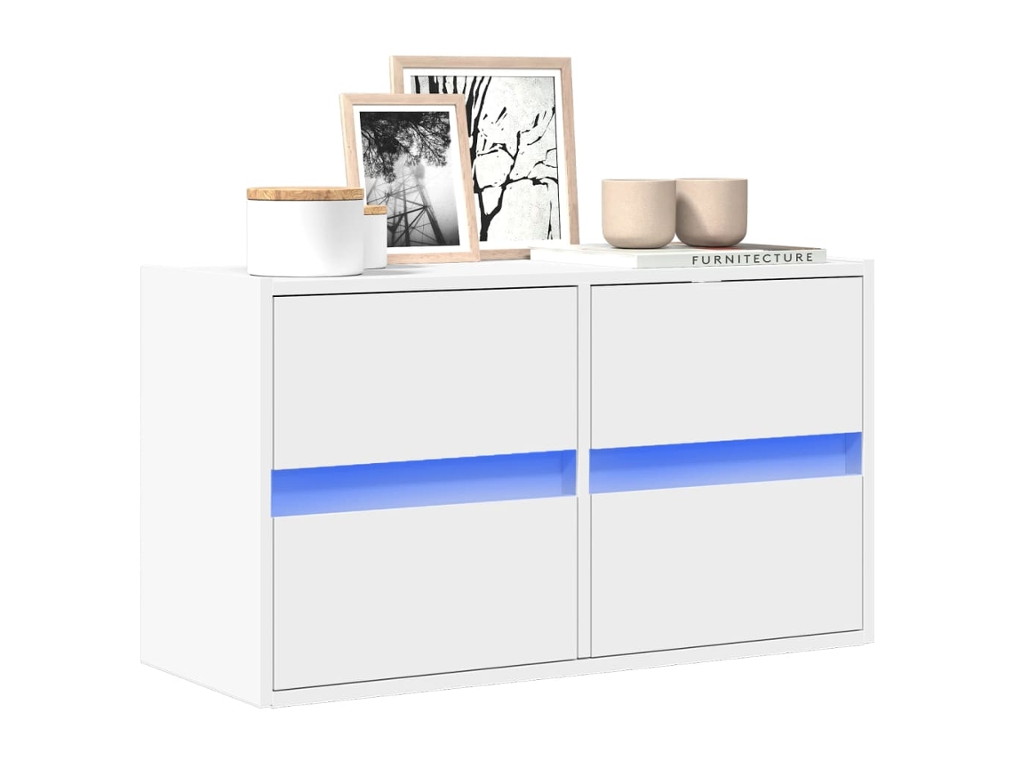 Vidaxl Móvel De Parede Para Tv Com Luzes Led 80x31x45 Cm Branco