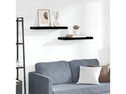 Vidaxl Prateleiras De Parede Suspensas 2 Pcs 60x23,5x3,8 Cm Mdf Preto