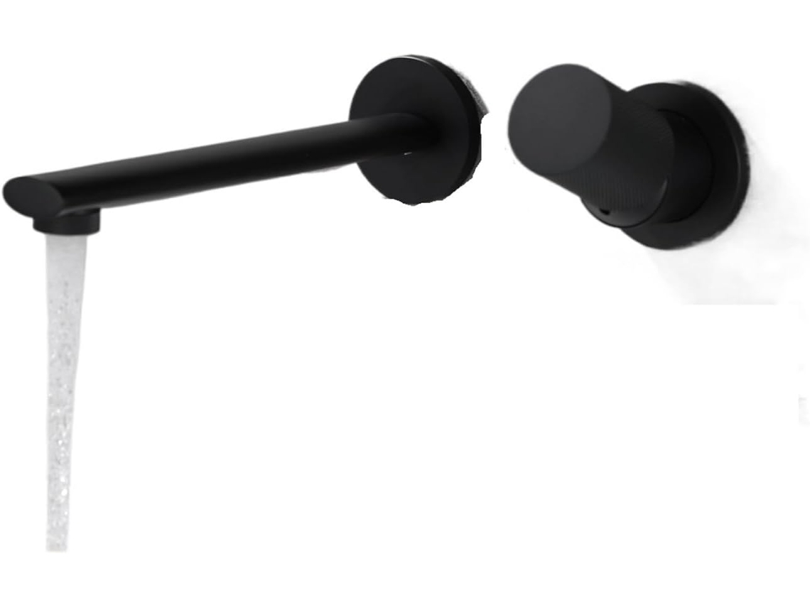 Torneira SFUSHOS de luxo, parede, latão preto, 2 furos