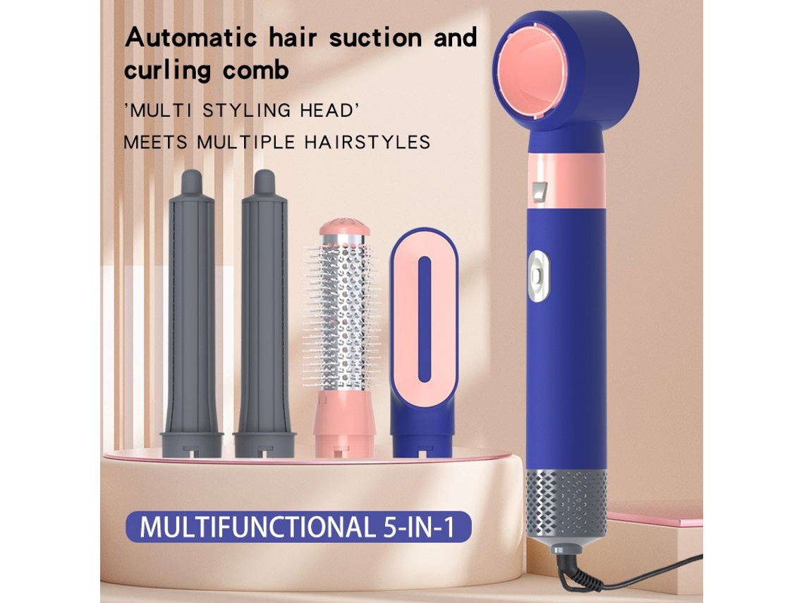 Secador De Cabelo 5 Em 1, Pente De Ar Quente, Modelador De Caracóis Automático, Pente Alisador De Cabelo Dois Em Um
