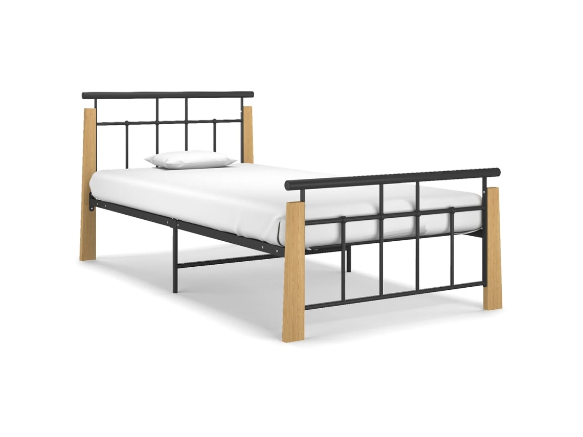 Bed Frame, Bed Frames Vidaxl Preto Metal (100 X 200 Cm)