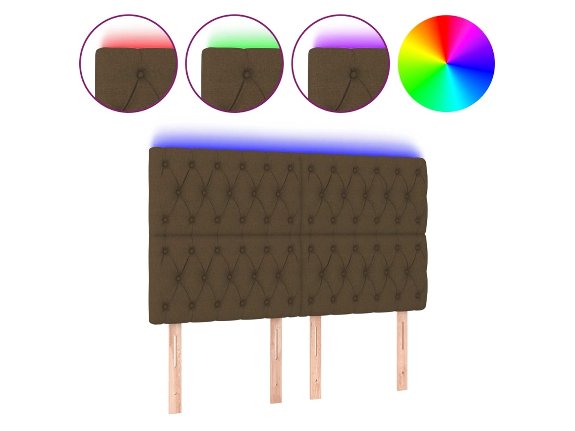 Cabeceira de Cama com Luzes Led Tecido Castanho MAISON EXCLUSIVE (160x7x118 cm)