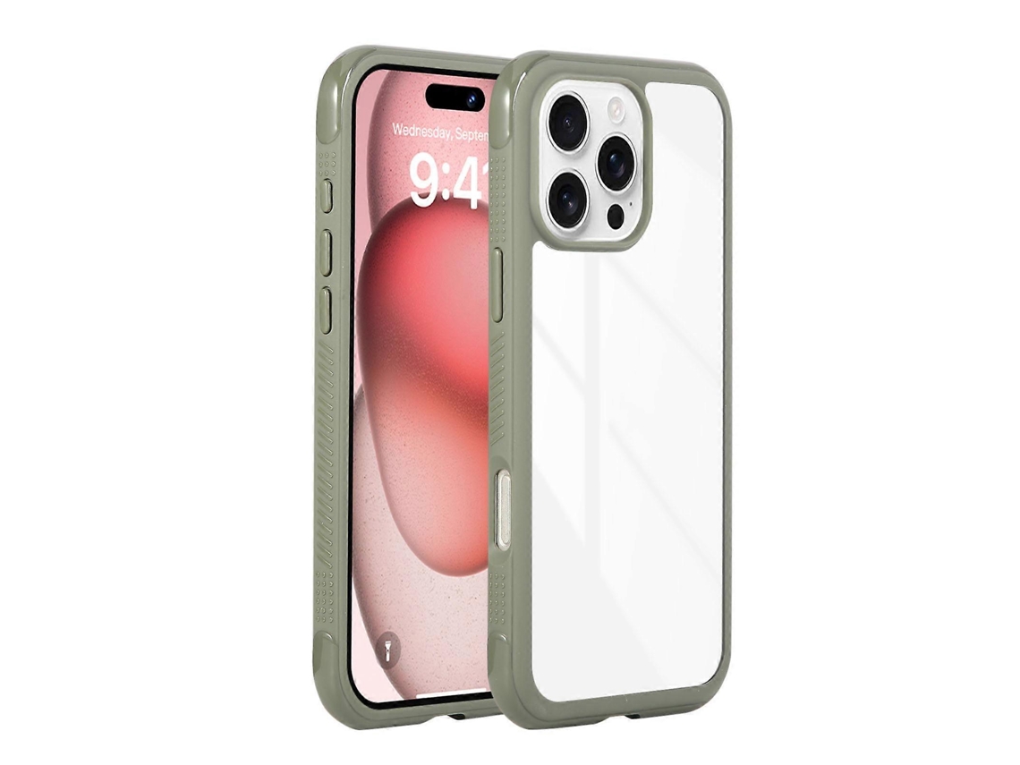 Capa Protetora Transparente De Tpu Pc Tkdaddy Para Iphone 16 Pro, Verde-exército