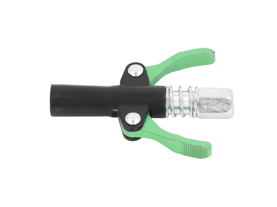 Pistola de graxa de alta pressão com conector de dupla alça autotravante e bico de injeção de óleo de liberação rápida.