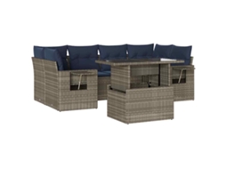 Conjunto de Sofá de Jardim, 7 Peças, Almofadas, Rattan Cinza MAISON EXCLUSIVE