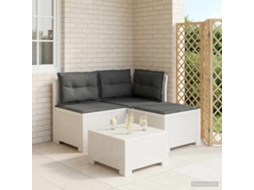 Vidaxl Sofá De Jardim 3 Lugares Com Almofadas Visual Rattan Pp Branco