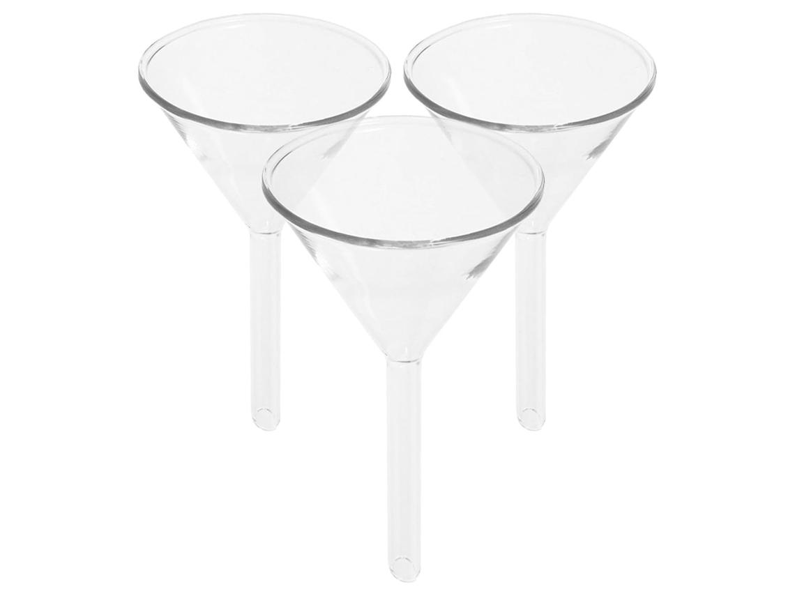 Conjunto De 3 Funis Vidro Para Laboratório Com Design Triangular, Funil De Filtração Para Líquidos, Leve E Preciso Para