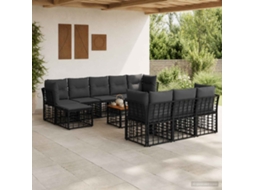 Vidaxl Conjunto De Sofás Para Exterior 11 Unid. Preto E Cinza Escuro