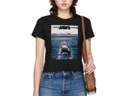 Rockinstone Jaws Movie Glitchy Black Adult T-shirt Size:xxxl