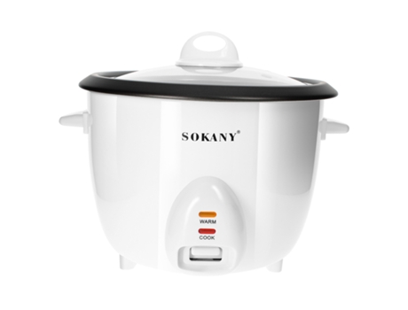 Panela De Arroz 1,8l Com Cesto De Vapor Compacto E Manutenção Aquecida Branco Sokany