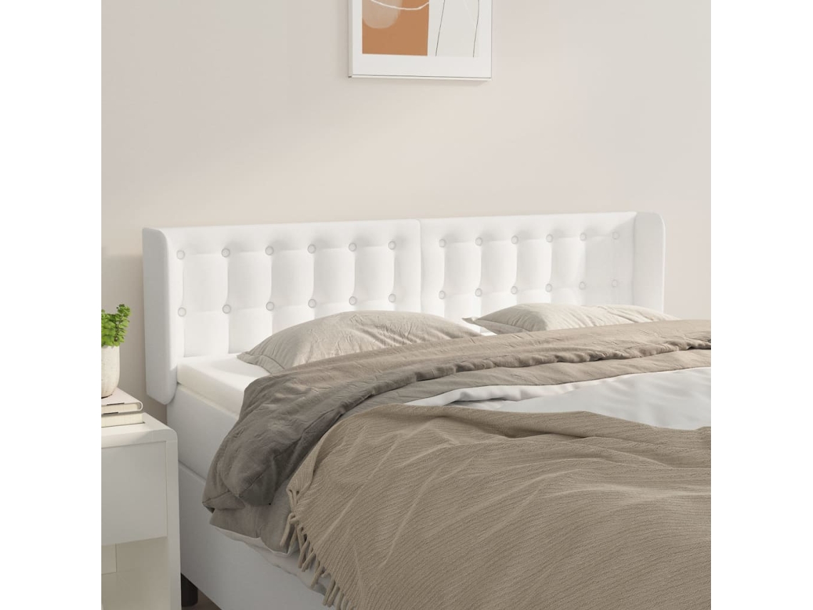 Cabeceira Camapainel De Cabeceira C/ Abas Couro Artificial 147x16x78/88 Cm Branco Lovely Home