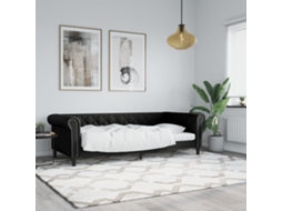 Vidaxl Sofá-cama 90x190 Cm Couro Artificial Preto