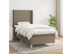 Cama Com Molas/colchão 80x200 Cm Tecido Castanho-acinzentado