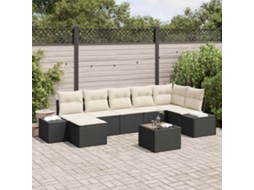 Vidaxl Conjunto de Sofá de Jardim com Almofada 8 Pcs Preto Vime Pe