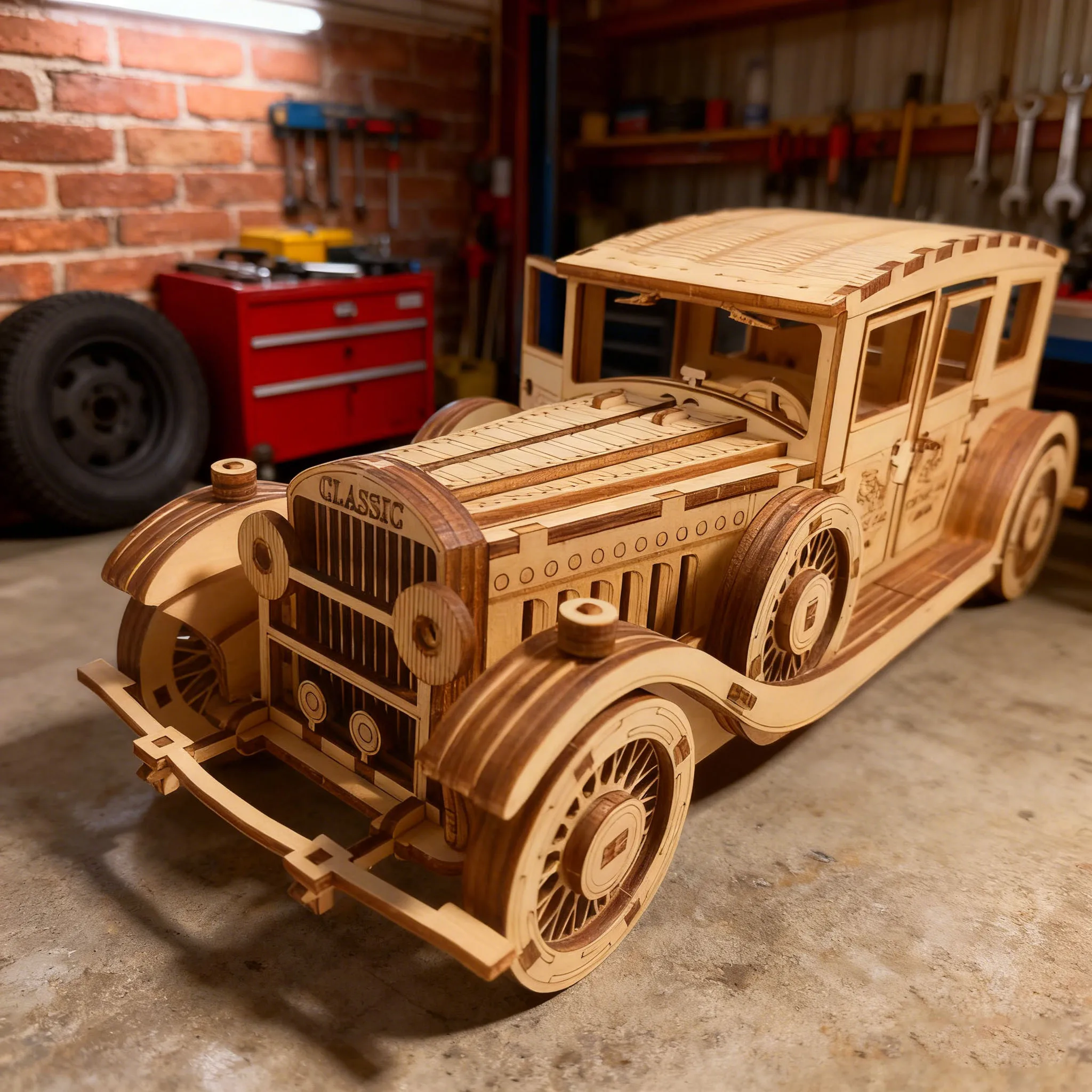 Quebra cabeça 3d de Madeira com Modelo de Carro Retrô, Decoração Requintada. MDUG