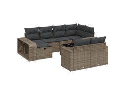 Conjunto 11 sofás de jardim c/ almofadões VIDAXL vime PE cinzento