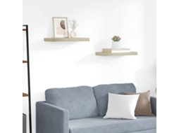 Vidaxl Prateleiras De Parede Suspensas 2 Pcs 50x23,5x3,8cm Mdf Carvalho