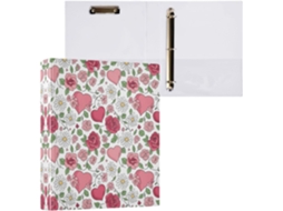 Pasta de 3 Argolas para Papel Tamanho Carta , Lindas Rosas, Organizador Redondo com Prancheta, (27,9 X 21,6 Cm)