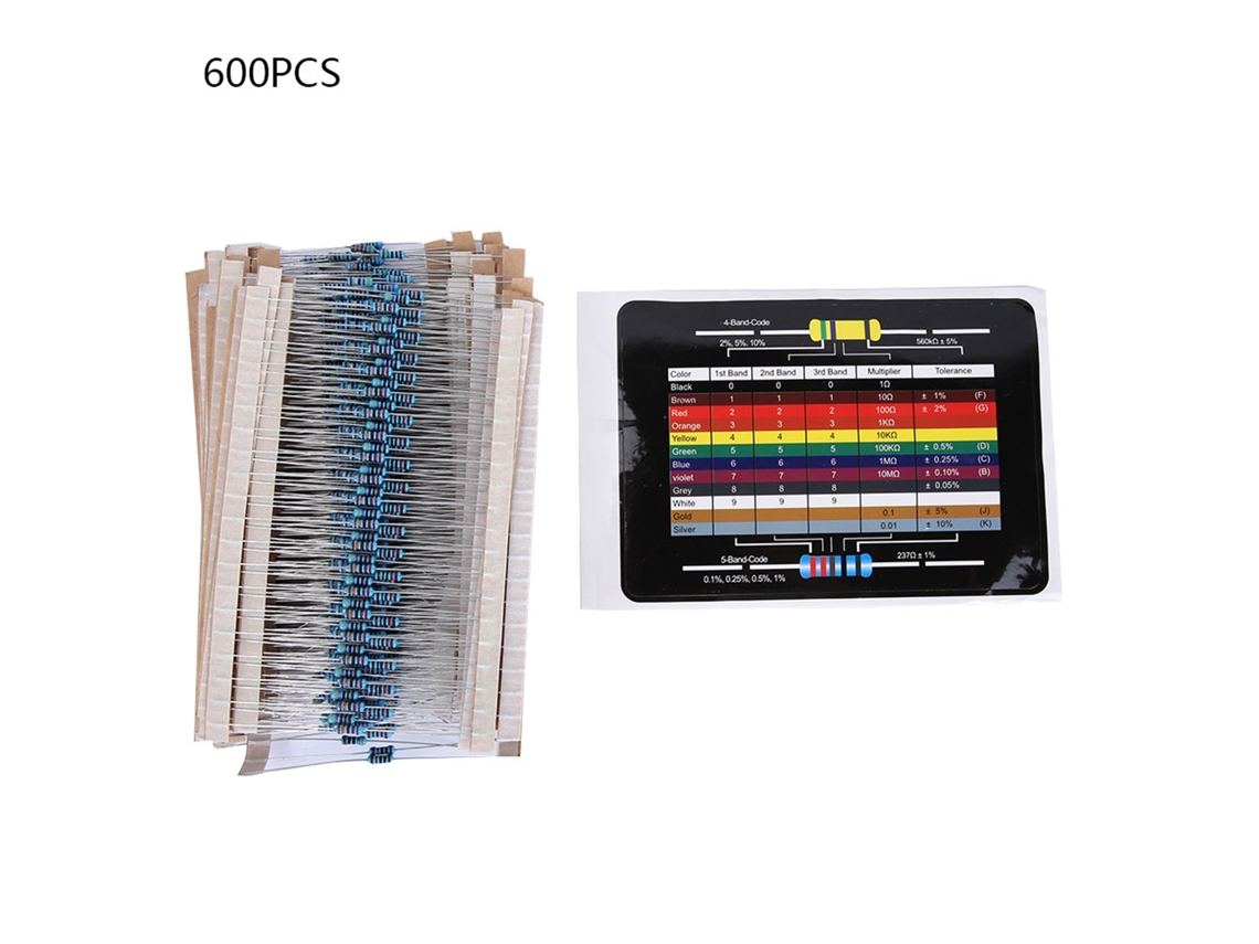 Kit de Resistências de Filme Metálico 1/4w 600 Peças 10ω