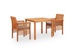 Vidaxl 3 Pcs Conjunto De Jantar Exterior C/ Almofadões Acácia Maciça