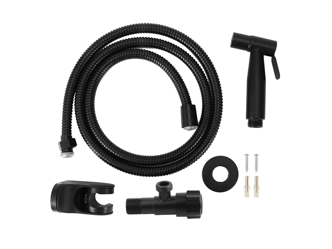 Kit Pulverizador Bidet Rosca G1/2 Aço Inox Preto Estilo a