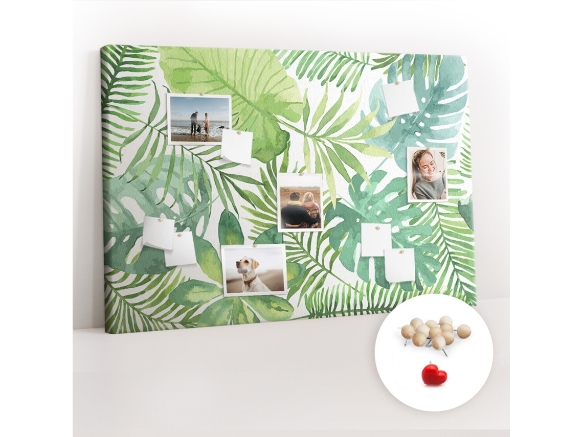 Lousa De Cortiça Folhas Tropicais Para O Corredor Espelharte (120x80 Cm)
