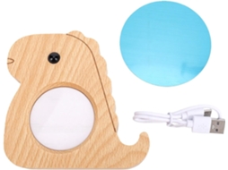 Relógio de mesa com luz noturna Madeira, sensor de movimento, LED branco