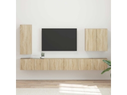 Vidaxl Conjunto De Gabinete De Parede Para Tv 6 Unid. Carvalho Sonoma
