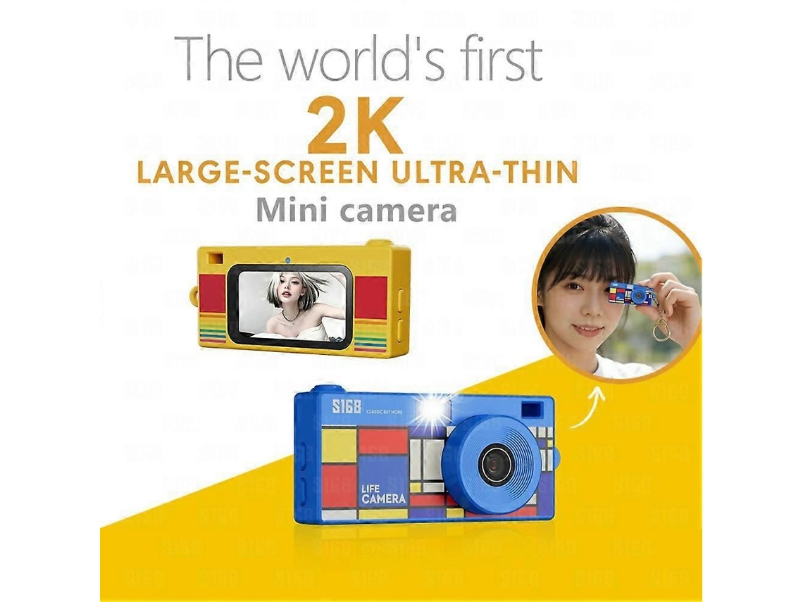Polegar Camera para Chaveiro, Mini Câmera de Ação Retrô 2K, Câmera Digital CCD com Flash e Gravação em Loop. TAISHENGDA